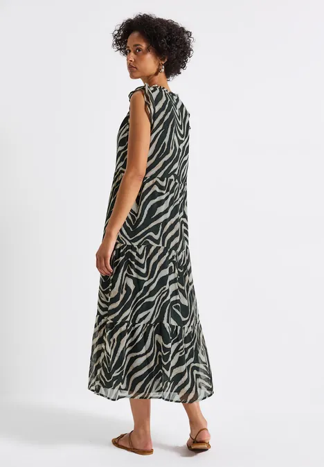 Chiffon-Kleid mit Volants pine grove green