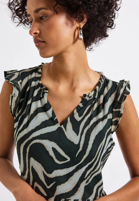 Chiffon-Kleid mit Volants pine grove green