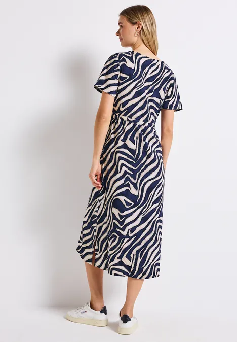 Gemustertes Midi-Kleid deep blue