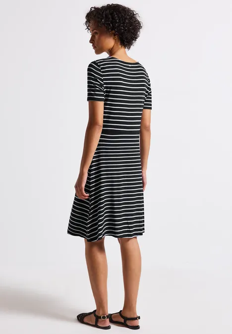 Gestreiftes Jersey-Kleid Black