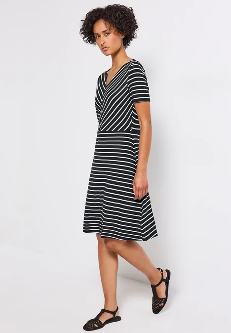 Gestreiftes Jersey-Kleid Black