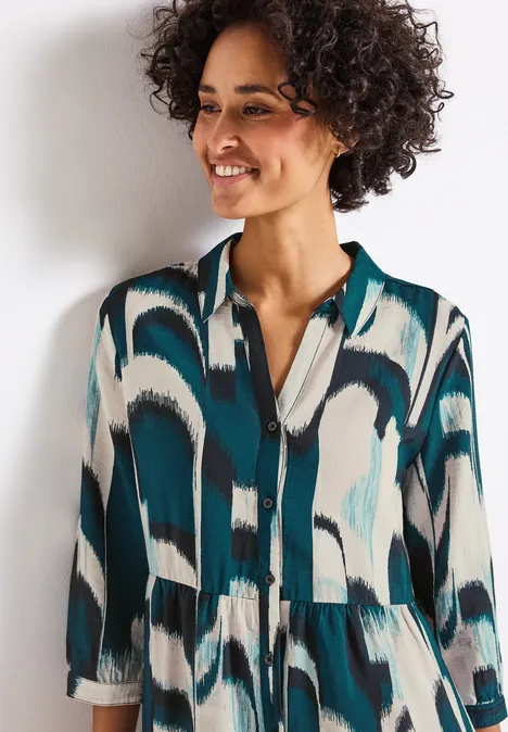 Tunika-Kleid mit Print tide blue