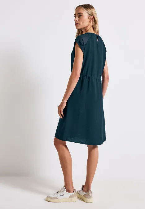 Jurk met mesh details tide blue