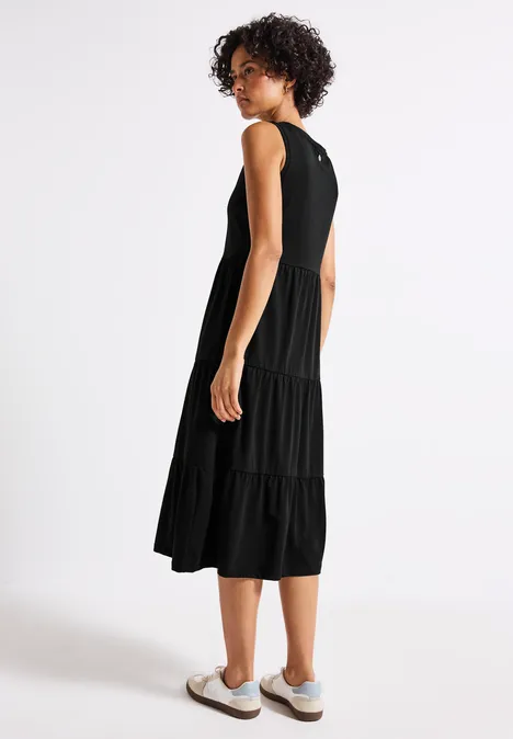 Jersey-Kleid mit Volants Black