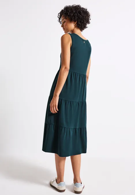 Jersey-Kleid mit Volants tide blue