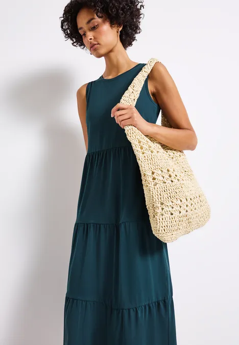 Jersey-Kleid mit Volants tide blue
