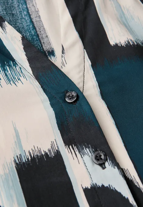Volant-Kleid mit Ikat Print tide blue