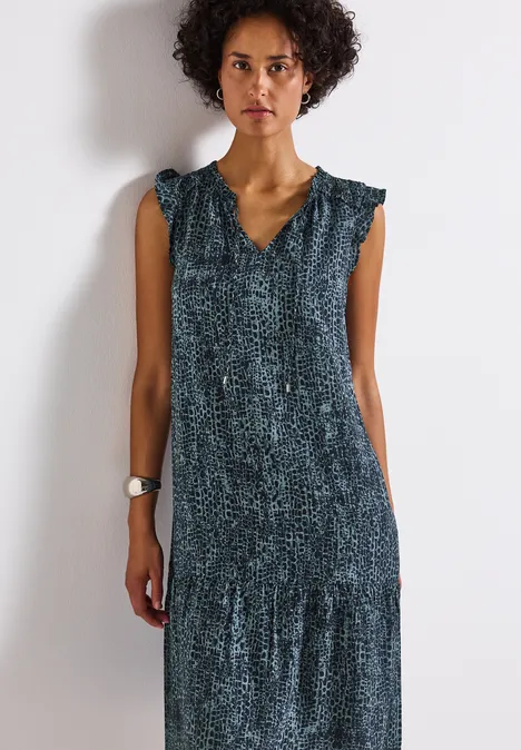 Snake Print Tunika-Kleid deepwater blue