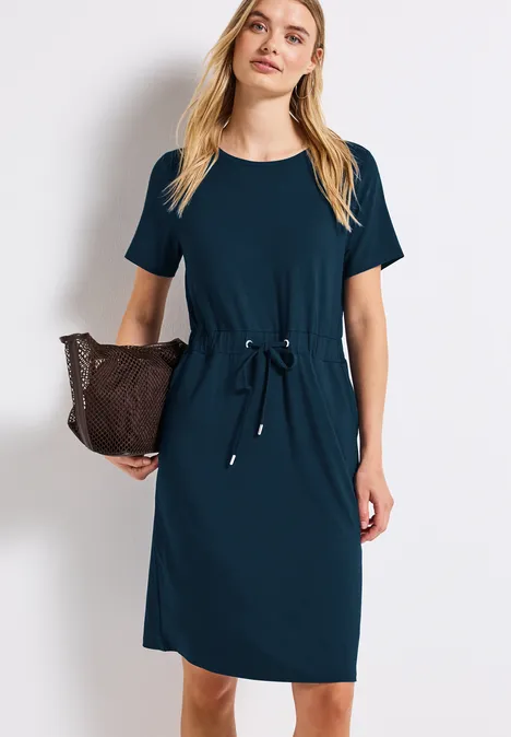 Jersey-Kleid mit Tunnelzug tide blue