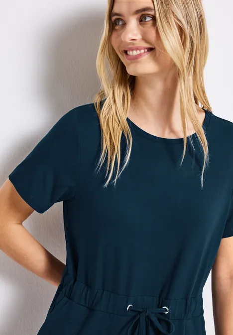 Jersey-Kleid mit Tunnelzug tide blue