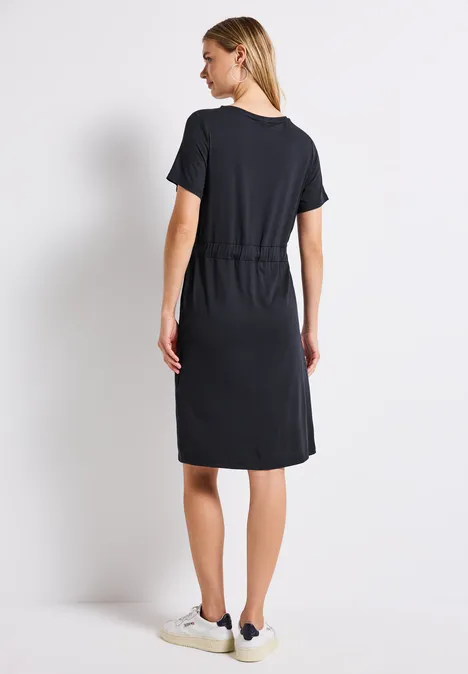 Jersey-Kleid mit Tunnelzug deepwater blue