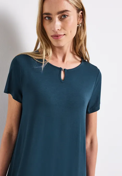 T-Shirt-Kleid in Unifarbe tide blue