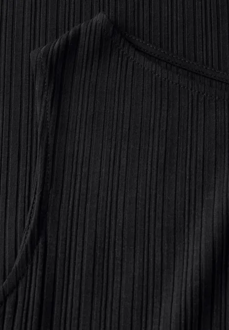 Ärmelloses Rippstrukturkleid Black