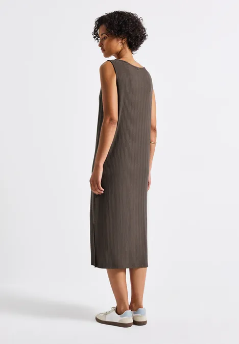 Ärmelloses Rippstrukturkleid nomad brown