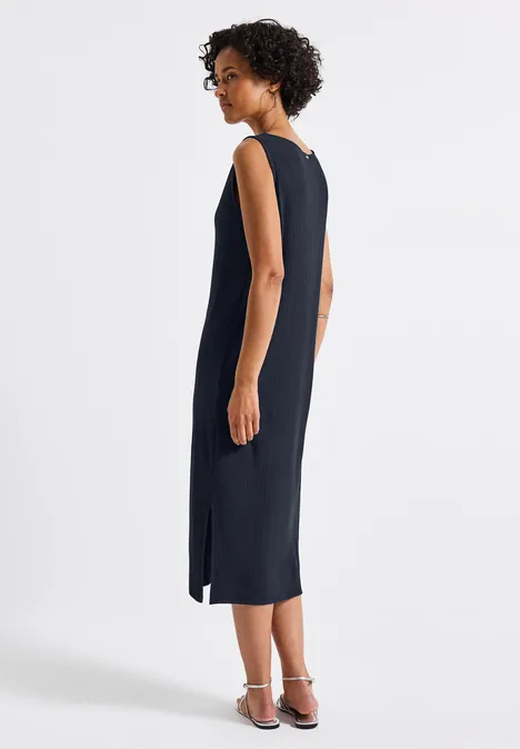 Mouwloze geribde jurk deepwater blue