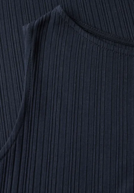 Mouwloze geribde jurk deepwater blue