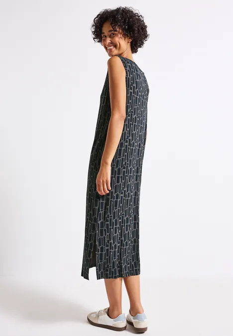 Puzzle Print Jersey-Kleid deepwater blue