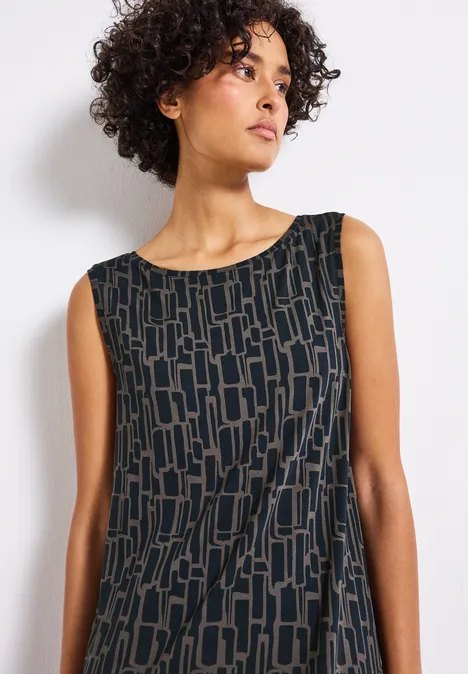 Puzzle Print Jersey-Kleid deepwater blue