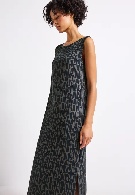 Puzzle Print Jersey-Kleid deepwater blue