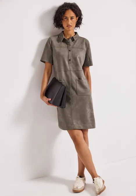 Velours Blusenkleid bark brown