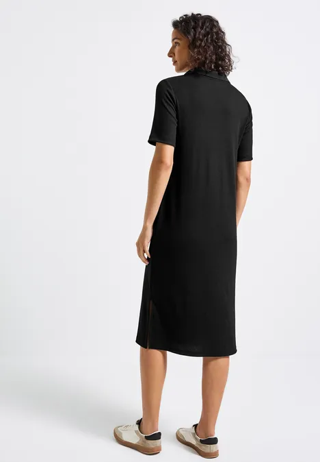 Polokleid mit Rippstruktur Black