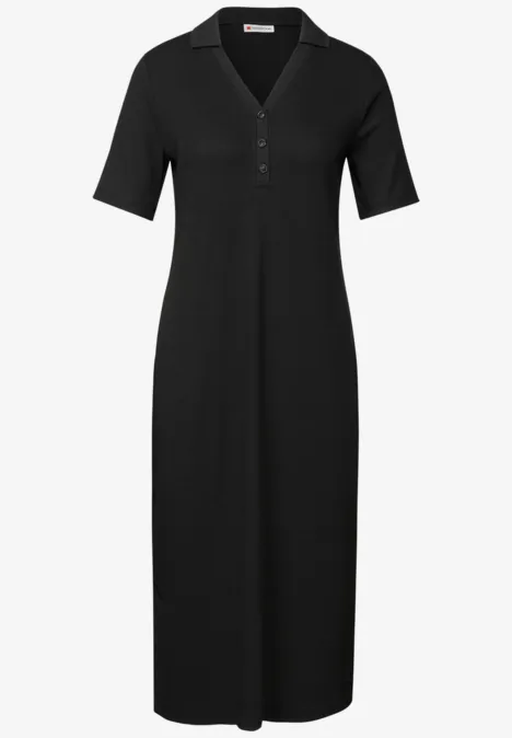 Polokleid mit Rippstruktur Black