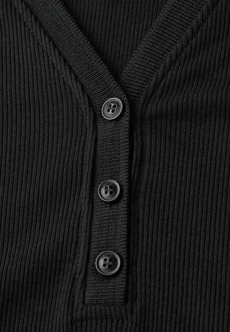 Polokleid mit Rippstruktur Black