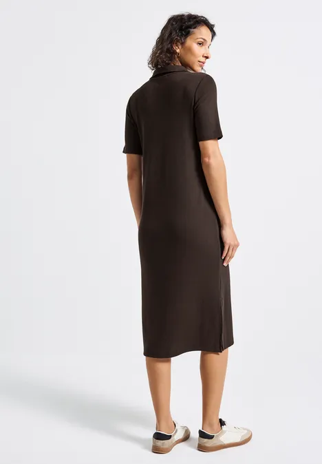 Polokleid mit Rippstruktur deep roast brown
