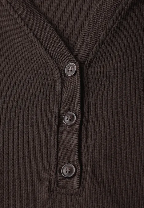 Polokleid mit Rippstruktur deep roast brown