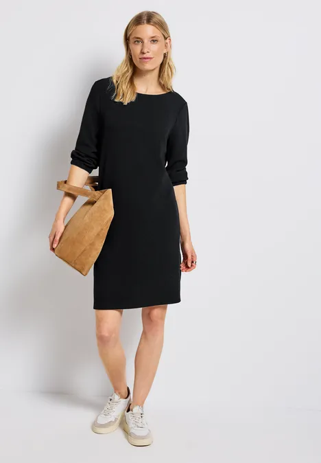 Jersey-Kleid in Unifarbe Black