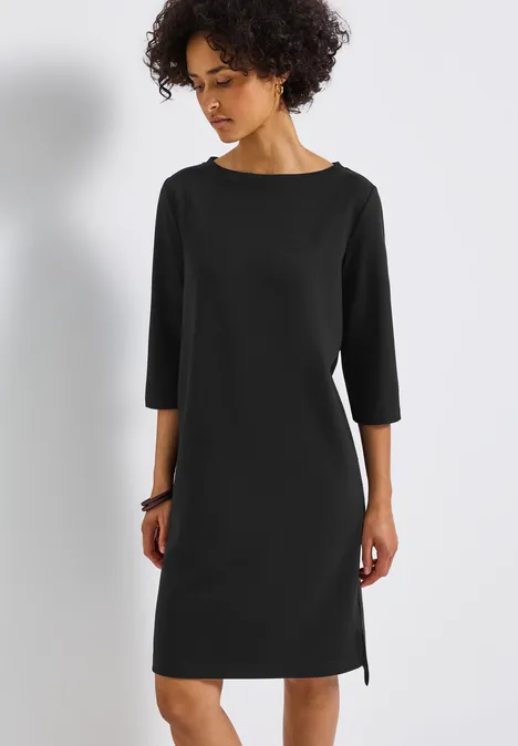 Sweat-Kleid mit Schlitzen Black