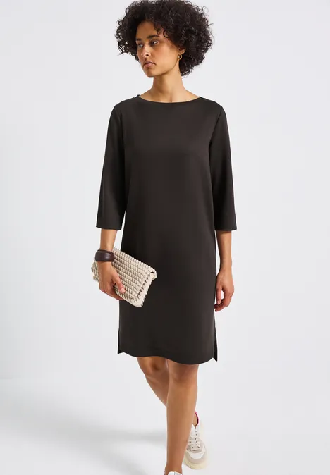 Sweat-Kleid mit Schlitzen deep roast brown