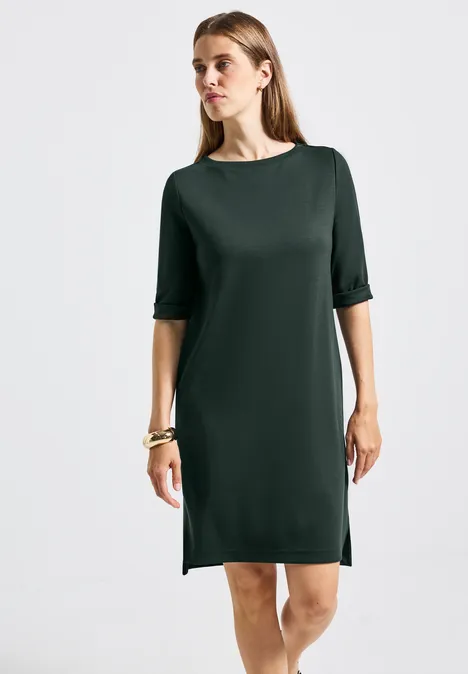 Sweat-Kleid mit Schlitzen evernight green