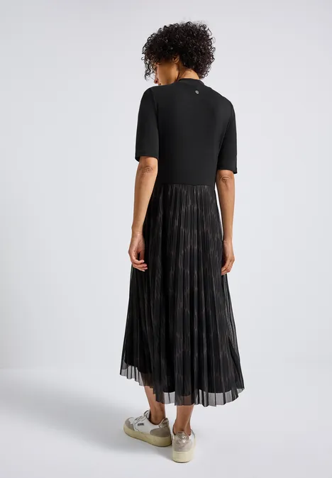 Materialmix Kleid Black