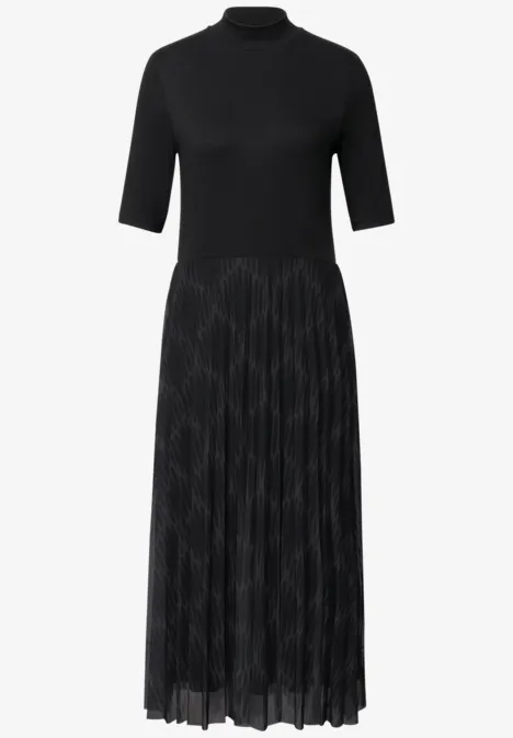 Materialmix Kleid Black