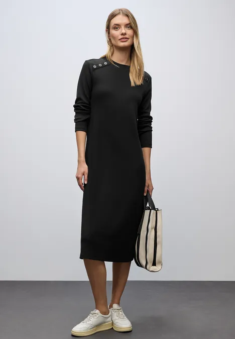 Rippstruktur Kleid Black