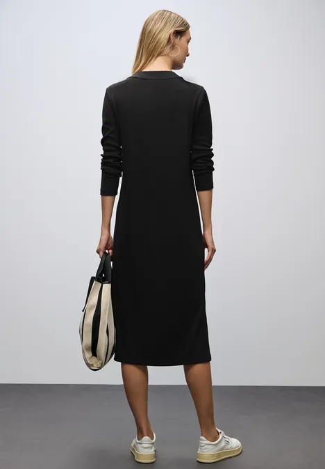 Rippstruktur Kleid Black