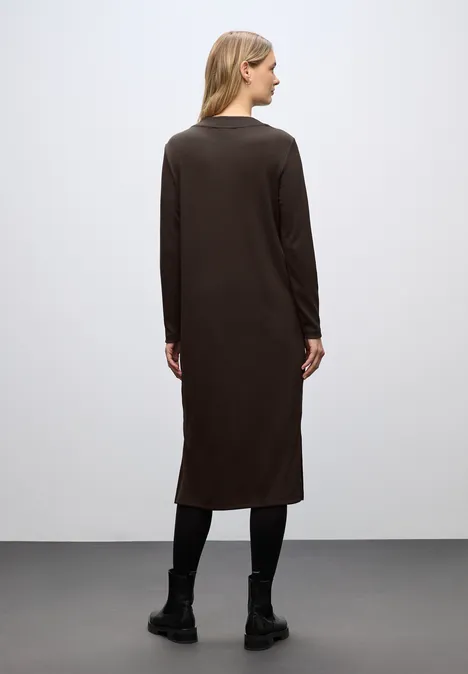 Rippstruktur Kleid deep roast brown