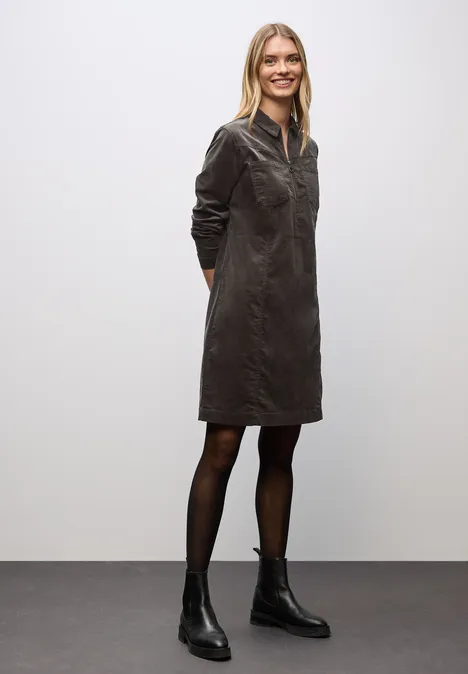 Robe en velours côtelé avec fermeture éclair deep roast brown