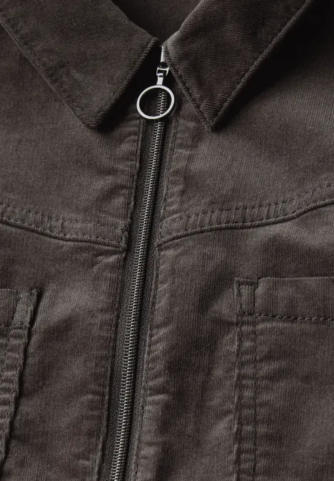Corduroy jurk met rits deep roast brown