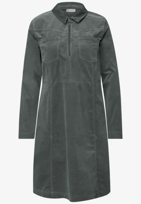 Cordkleid mit Zipper balsam green