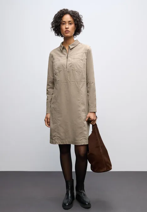 Cordkleid mit Zipper morning beige