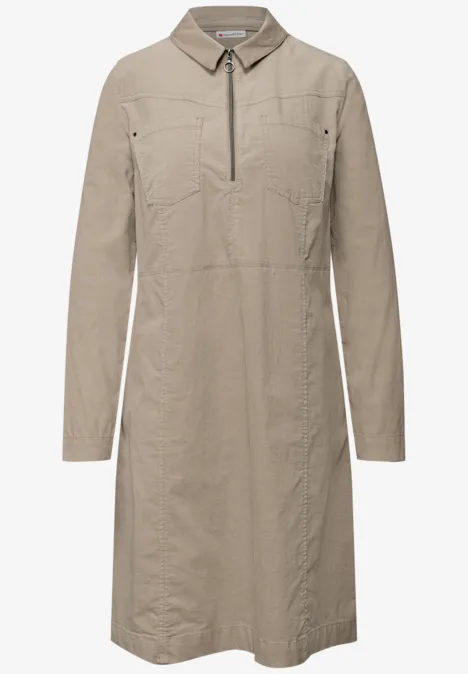 Robe en velours côtelé avec fermeture éclair morning beige