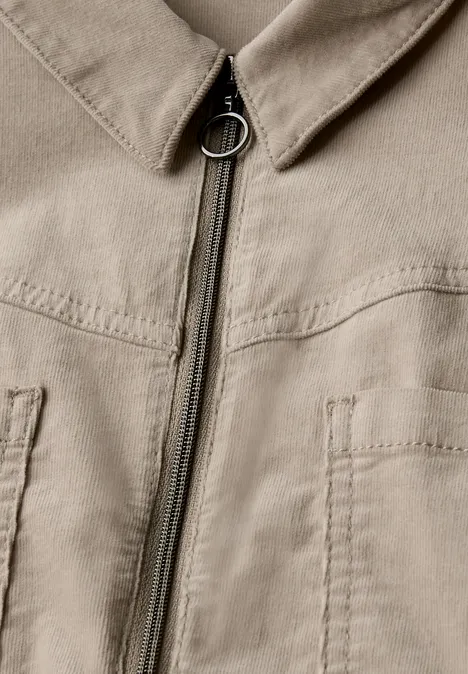 Cordkleid mit Zipper morning beige