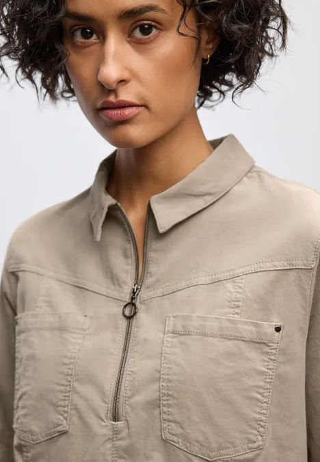 Cordkleid mit Zipper morning beige