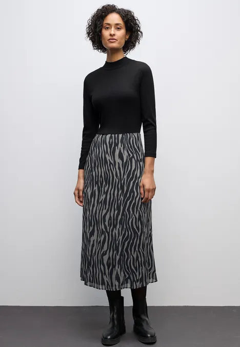 Plissée Chiffon Kleid Black