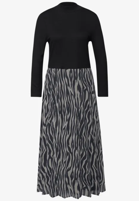 Plissée Chiffon Kleid Black