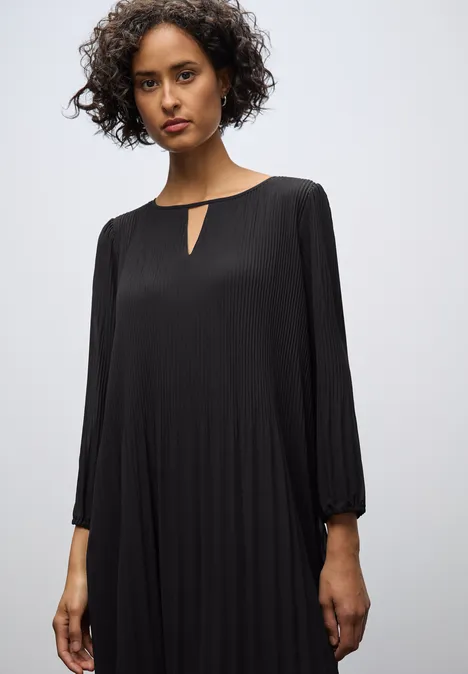 Plissée Tunika-Kleid Black