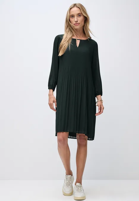 Plissée Tunika-Kleid evernight green