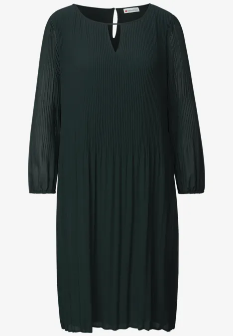 Plissée Tunika-Kleid evernight green